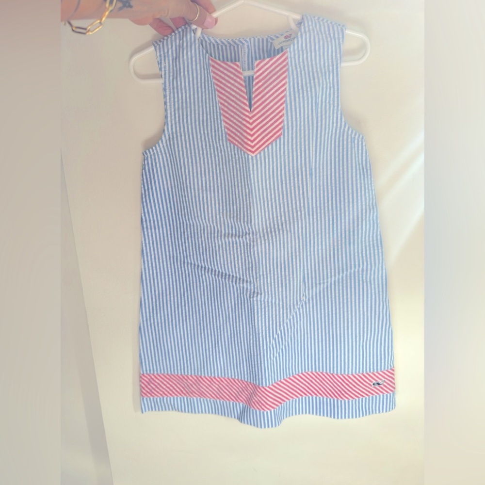 Vineyard Vines Blue and Pink Striped Kids Casual Dress